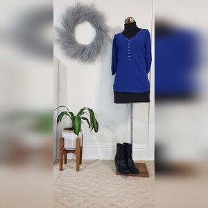 Women's NWT 41 Hawthorn Cobalt Lisbon Stud 3/4 Sleeve Sheer Blouse Plus Curvy XL